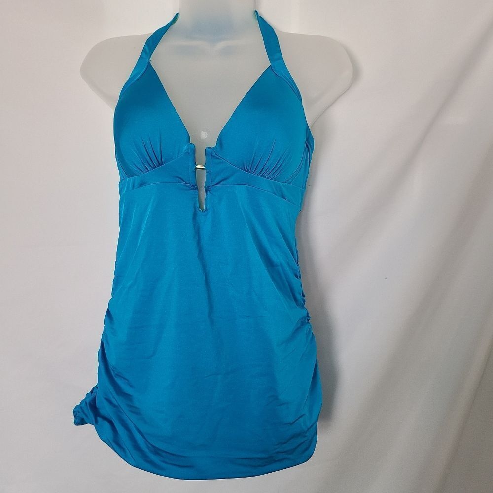 A. Che Simone Tankini Catalina Blue Swim‎ Top sz M NWT